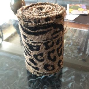 Cute animal print burlap craft ribbon tie black new leopard